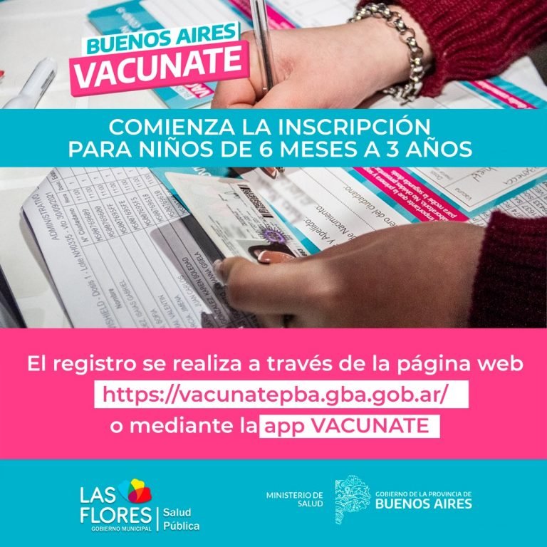 VACUNATE: COMIENZA LA INSCRIPCIÓN PARA NIÑOS DE 6 MESES A 3 AÑOS