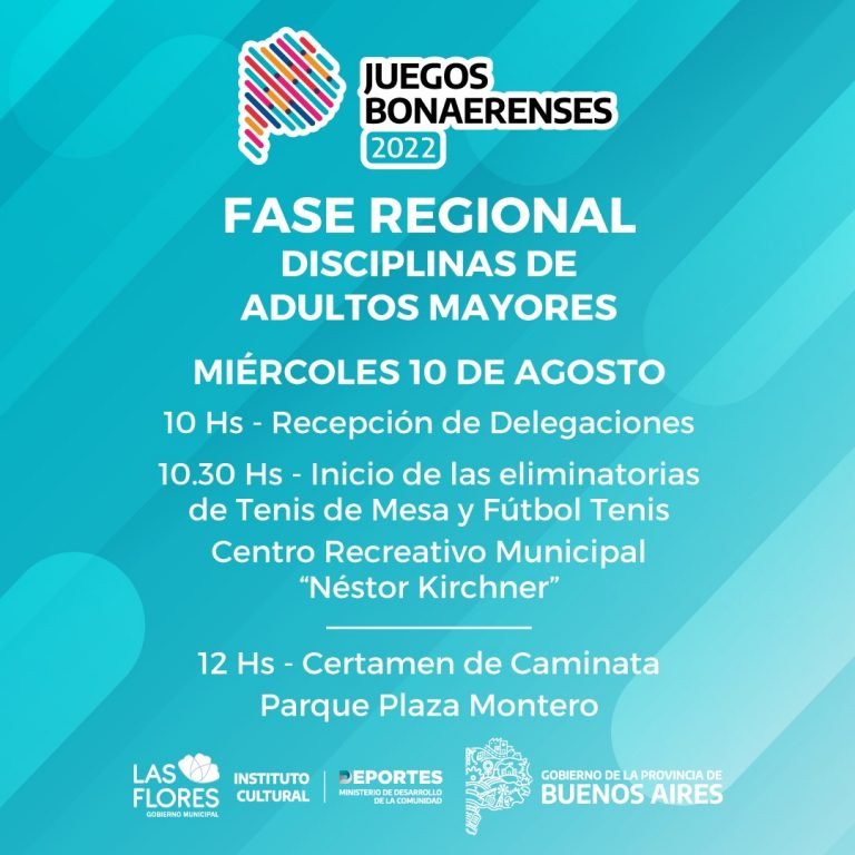 JUEGOS BONAERENSES: REGIONAL DE ADULTOS MAYORES EN LAS FLORES