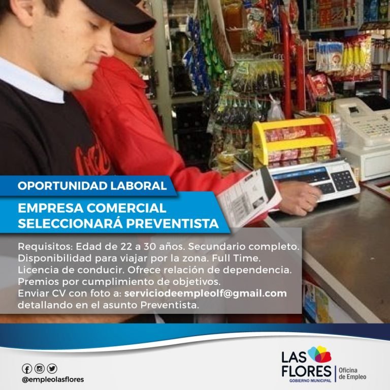 OFERTA LABORAL: EMPRESA SELECCIONARÁ PREVENTISTA