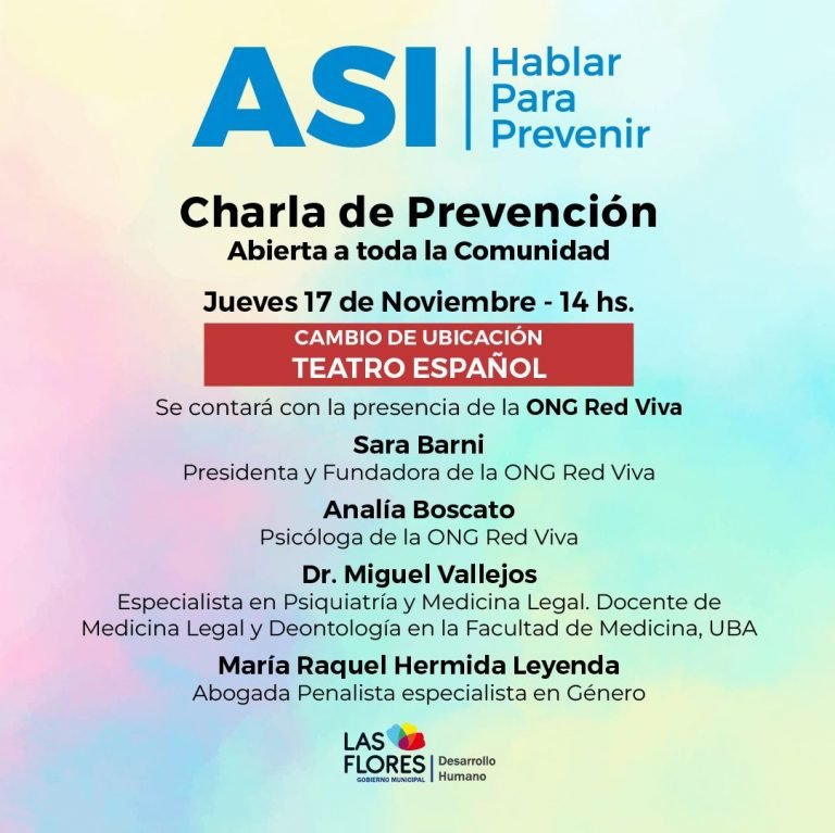 ASI (ABUSO SEXUAL EN LAS INFANCIAS) HABLAR PARA PREVENIR: CHARLA DE PREVENCIÓN ABIERTA A LA COMUNIDAD
