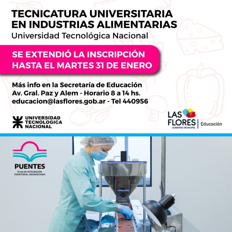 Se extendió la inscripción a la Tecnicatura en Industrias Alimentarias