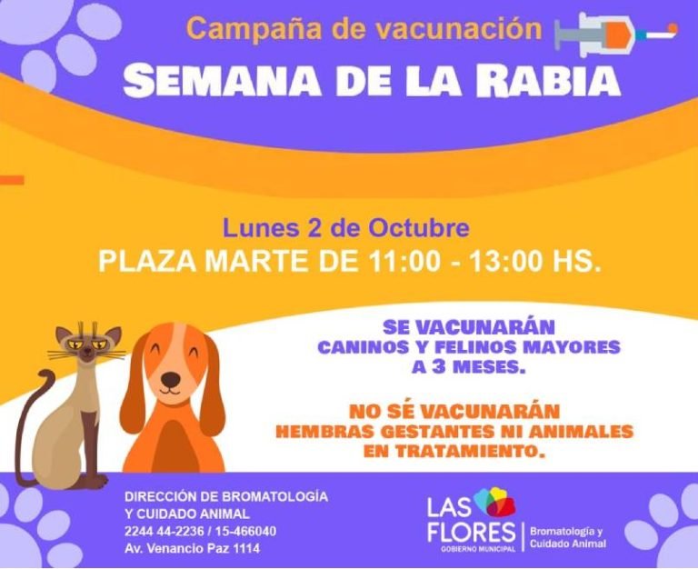 VACUNACIÓN ANTIRRÁBICA: HOY EN PLAZA MARTE