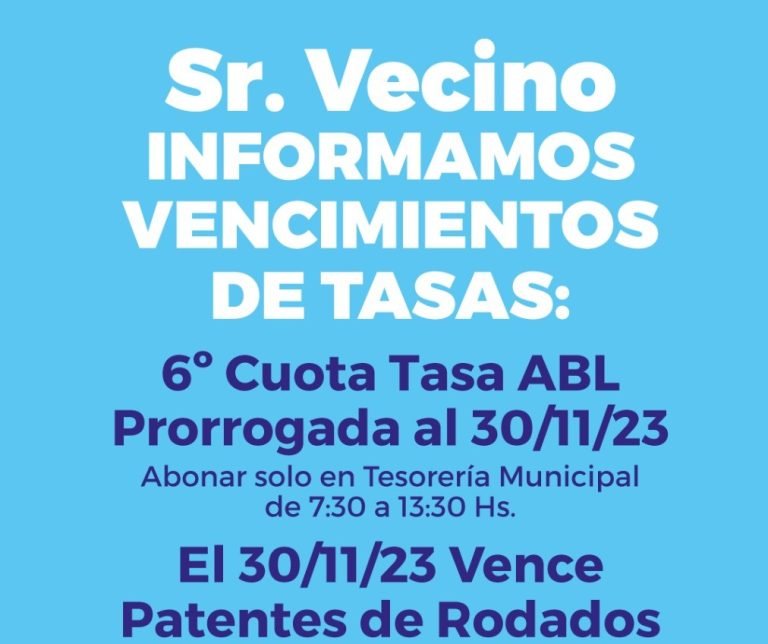 SE PRORROGA EL VENCIMIENTO DE LA TASA DE ABL