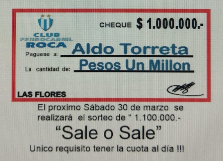 Ferro entregó el premio mensual por $1.000.000