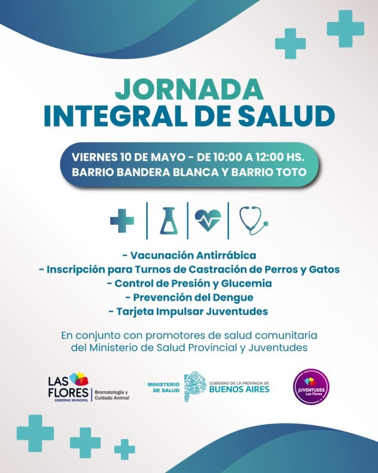 ESTE VIERNES SE REALIZARÁ UNA JORNADA INTEGRAL DE SALUD