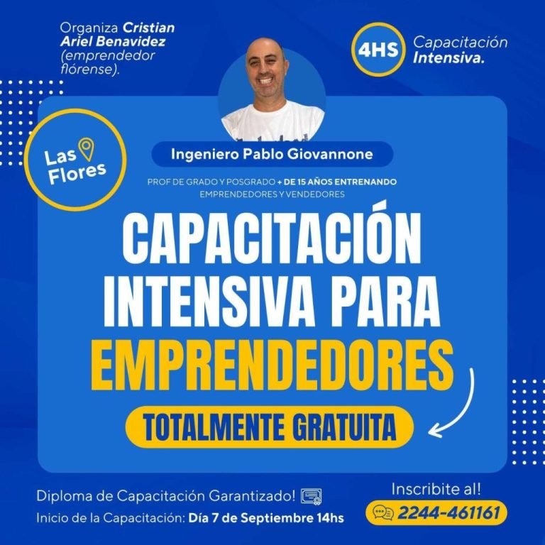 Cristian Benavidez invita al curso gratuito para emprendedores que dictará el ing. Pablo Giovannone