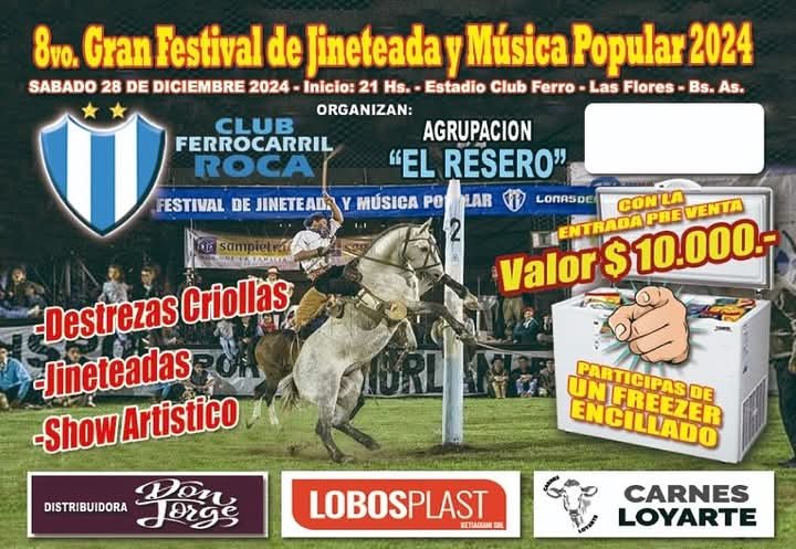 El sábado Jineteada Nocturna y música en Ferro