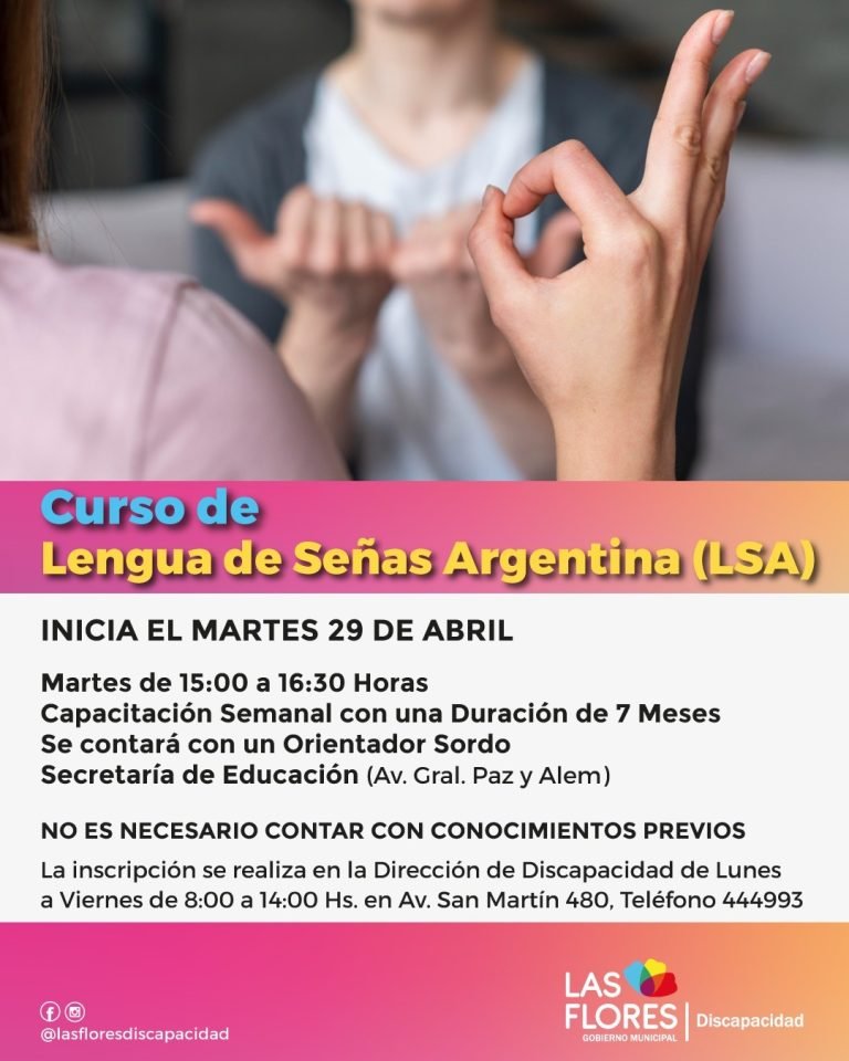 ABIERTA LA INSCRIPCIÓN PARA EL CURSO DE LENGUA DE SEÑAS ARGENTINA (LSA)