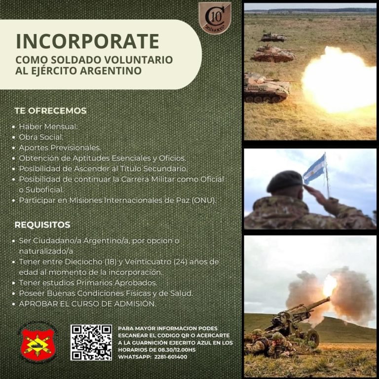 Convocatoria para formar parte del Ejército Argentino