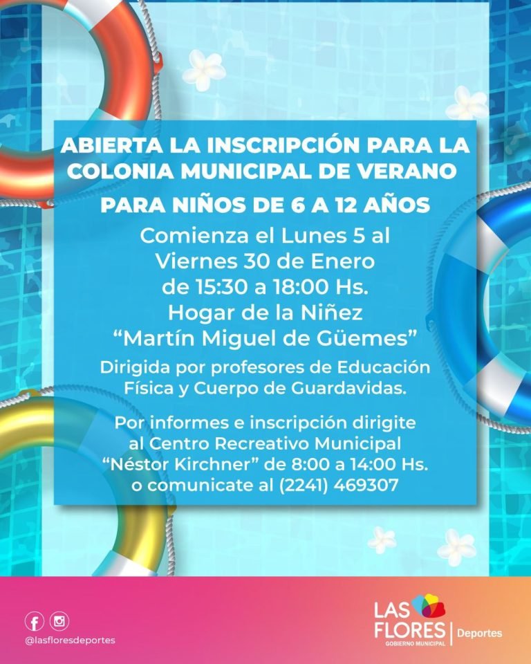 INSCRIPCIÓN PARA LA COLONIA MUNICIPAL DE VACACIONES