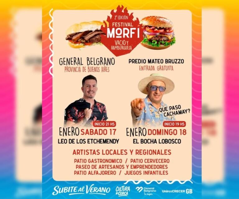 Llega el 2° Festival Morfi, vacío y hamburguesa a General Belgrano