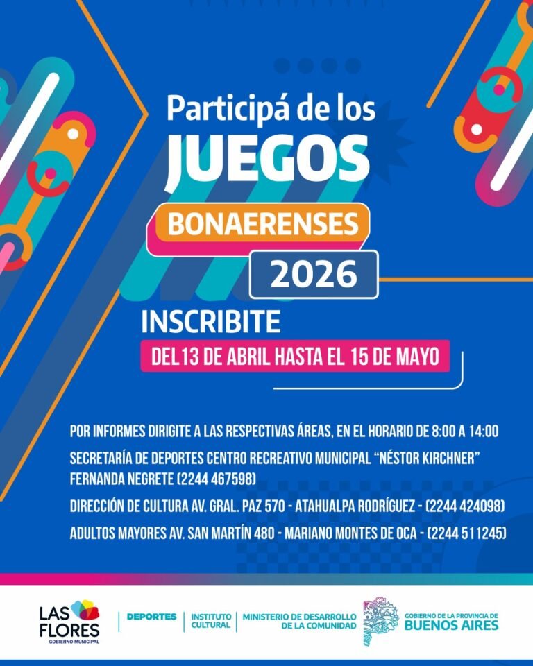 JUEGOS BONAERENSES 2026: EL LUNES 13 DE ABRIL COMIENZA LA INSCRIPCIÓN