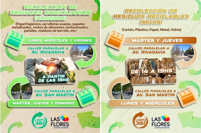 DÍAS Y HORARIOS DE LA RECOLECCIÓN DE RESIDUOS HÚMEDOS Y SECOS