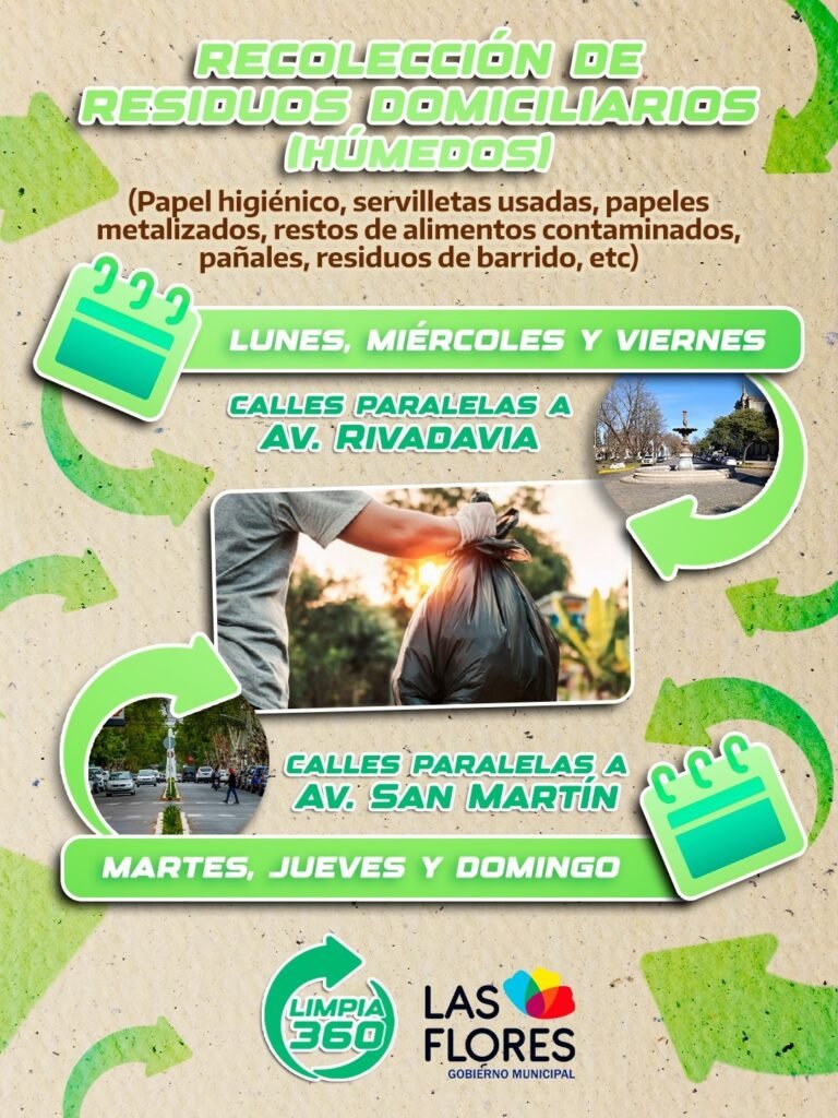 DÍAS Y HORARIOS DE LA RECOLECCIÓN DE RESIDUOS HÚMEDOS Y SECOS