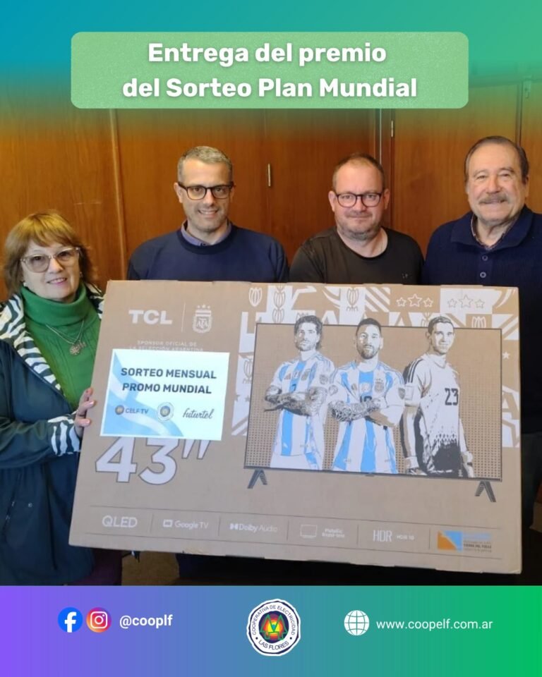 La Cooperativa entregó el premio del Sorteo Plan Mundial