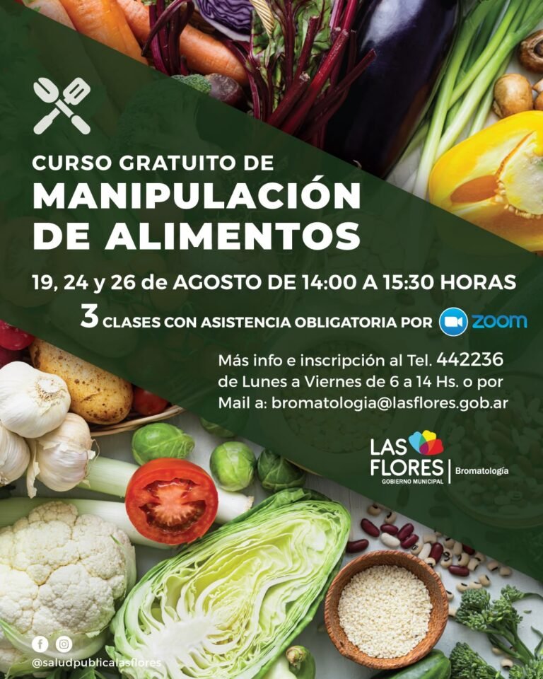 CURSO GRATUITO DE MANIPULACIÓN DE ALIMENTOS – MODALIDAD VIRTUAL