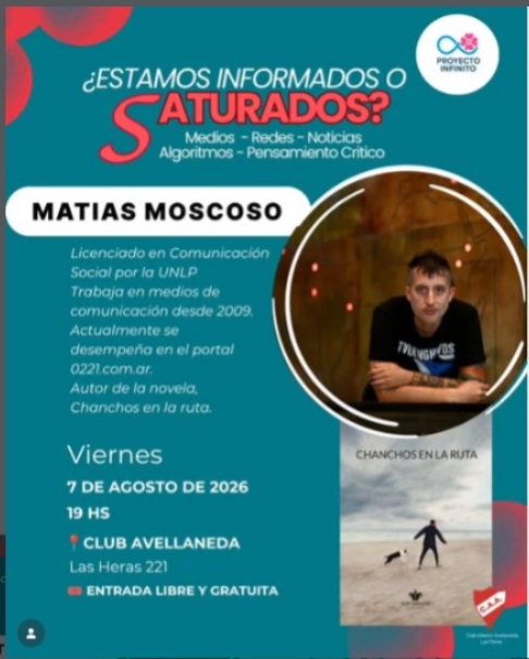 Proyecto Infinito invita a la charla del periodista Matías Moscoso en el Club Avellaneda
