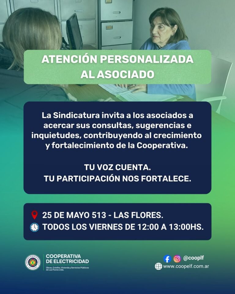 La Sindicatura de la Cooperativa Eléctrica informa a sus asociados