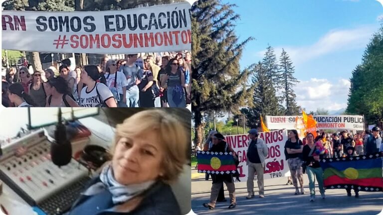 Gladys Riquelme, periodista florense en la Patagonia, presente en la marcha de El Bolsón para Play Radios